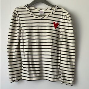 NEW Hanna Andersson Striped Kids Shirt with Red Heart Accent 110 cm (size 5)